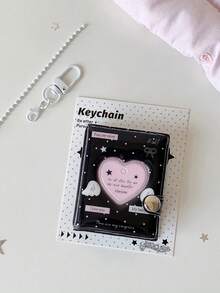 1pc Minimalist 2-Inch Large Head Photo Album Girl Fan Idol Hollow Heart ID Photo Card Holder Keychain Pendant - Multicolor - View 15
