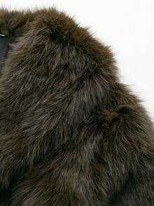 Camellia New Autumn/Winter Faux Fox Fur Collar Fashionable Short Coat, Youthful & Stylish Artificial Fur Jacket - Brownish-green - View 8