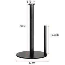 Stainless Steel Gold/Black Desktop Tissue Paper Holder, Kitchen Roll Paper Towel Rack, Cling Film Storage Rack, No Drilling Required, Freestanding Dual Bar Kitchen Paper Towel Holder - Multicolor - View 11