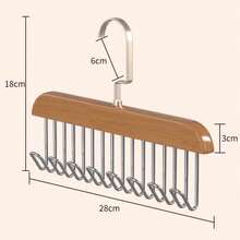 1/2pcs Wooden Hanger Rack With 8 Metal Hooks, Heavy Duty Non-Slip Organizer For Camisoles, Bras, Swimwear, Scarves, Ties, Belts, Bags - Multicolor - View 8