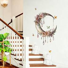 1件水彩花卉、月亮、蝴蝶3D水晶墙贴，防水防油PVC材质，适用于斋月、卧室、厨房、客厅 - 彩色 - 查看 3