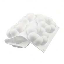 1个硅胶花朵烘焙模具，6孔圆形巧克力模具，可重复使用不粘蛋糕模具，非常适合生日和特殊场合，手工制作，尺寸：30.0x17.5x2.79厘米，烘焙必备|花朵蛋糕模具|耐用烘焙模具，蛋糕装饰用品 - 彩色 - 查看 3