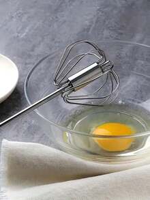 1pc Semi-Automatic Egg Beater, Stainless Steel Manual Press Egg Mixer, Egg Whisk, Egg Blender, Kitchen Tool, Kitchen Accessory, Household Kitchen Supplies - Multicolor - View 5