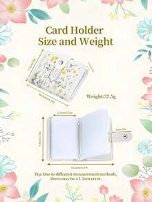 女士复古花卉信用卡夹钱包 - 大容量设计，按扣开合，方便收纳卡片，小巧便携，可装身份证和驾驶证，日常休闲时尚设计，优雅花卉图案，精致配饰，旅行必备，装饰性设计 - 彩色 - 查看 3