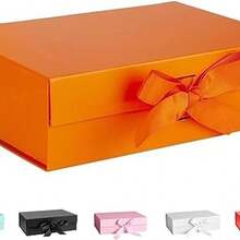 DAWNTREES Orange Gift Box with Lid for Presents,26x19x8cm,with Ribbon and Magnetic Closure - 1 unidad (paquete de 1) + naranja 26x19x8cm - Ver 8