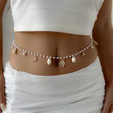 European And American Conch Shell Pendant Waist Chain Bikini Pearl Scallop Body Chain Wholesale Vacation Style Beach Accessories - 扇貝珍珠腰鍊 - 查看 13