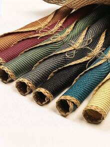 15英寸圆形编织餐垫套装（4/6件），可水洗，易擦拭，耐热，适合节日聚会、室内外日常使用。 - 米色 - 查看 7