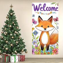 1pc Vibrant Jungle Zoo Animal Themed Polyester Fiber Outdoor Banner, 35x70 Inches, Featuring Lions, Giraffes, Zebras And Pandas, Great For Spring/Summer, Front Door Or Porch Decor, Cartoon Animal Party Design, No Electricity Needed, Seasonal Home Decor | Vibrant Door Banner | Polyester Banner, Jungle Theme Decor - Multicolor-7 - View 6