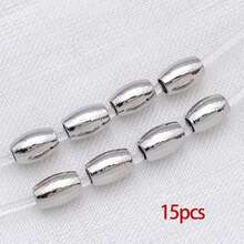 15颗18K镀金米粒珠，小椭圆橄榄形，光滑无缝，散装金属隔珠连接器，适用于珠宝制作、手链、项链、DIY工艺品配件