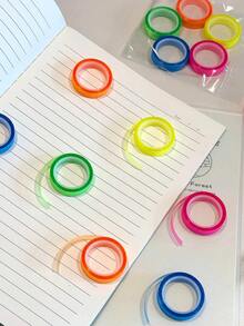 Macaroon/Fluorescent Tape Handbook Decorative Tape Tearable Transparent Color Label Tape School Supplies Waterproof And Oil-Proof Does Not Block The Key But Very Eye-Catching And Easy To Use Tape Handbook DIY Decorative Stickers. - Multicolor - View 5