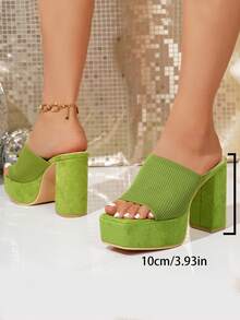 Giày sandal đế dày gót chunky mới dành cho nữ, kiểu dáng slip-on, thoải mái và nhẹ, màu Dopamine, phù hợp cho các dịp thường ngày, đi chơi, dự tiệc, đi hồ bơi vào mùa hè, gót platform. - màu xanh lá - Xem 7