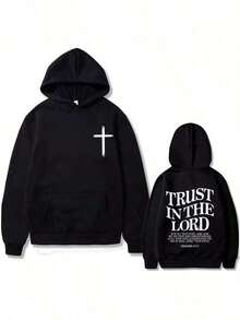 Christian Jesus Trust In The Lord Bible Verse Art Aesthetic Print Hoodie Men Women Fashion Casual Pul Male Vintage Hoodies Sweatshirts For Women Hoodies For Men Black Hoodie For Women Men's Hoodie Sweatshirts For Men - màu đen - Xem 5