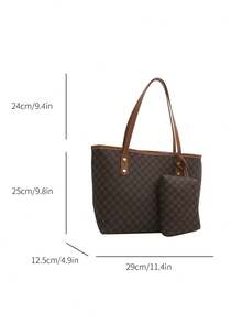 Women's Fashion Commuting & Shopping Tote Bag, Large Capacity Date Shoulder Bag, Suitable For All Seasons - Black - View 3