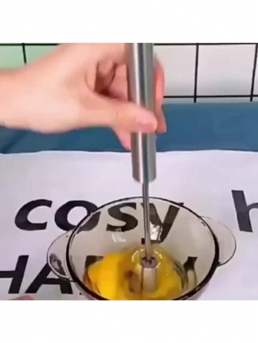 1pc Stainless Steel Multi-Function Whisk And Milk Frother - Manual Mixer, Suitable For Baking, Eggs And Cream - Essential Kitchen Tool - Silver - View 1