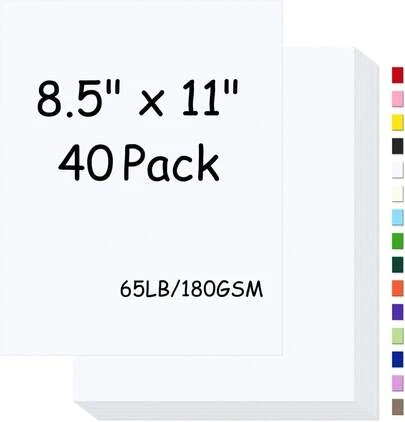 8 5 X 11 White Cardstock Paper 65lb 180gsm Ideal For Printing Invitations Crafts 40 Sheets