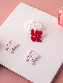 1pc Valentine's Day Heart Earring Mold Set With Polymer Clay Cutter & Embossing - Plastic DIY Jewelry Making Kit For Heart-Shaped Pendants, Earwires, Clay Beads Crafting (Compatible With Polymer Clay, Resin, Wax) - White - View 6