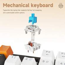 AJAZZ NK104 Wired Gaming Mechanical Keyboard, Multi-Function Metal Knob, 104-Key Large Configuration, Office Mechanical Keyboard, Red Switch, Symphony Backlight, Support Multi-System, Suitable For Games And Office - Multicolor - View 4