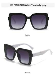 1pc Oversized Frame Street Style Glasses Party Fashion - White/grayish Flakes - View 4