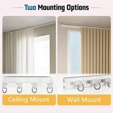This Is A Self-Adhesive Curtain Track System That Can Be Installed On Ceilings And Walls Without Drilling, Screws Or Tools. This Curtain Rod Is Suitable For Windows, Bedrooms, Showers, Wardrobes And RVs. - Red and White - View 6