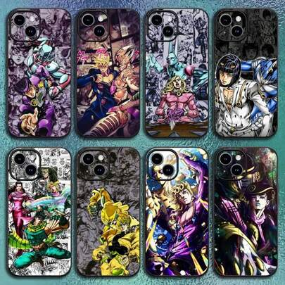 JoJos B-Bizarres Adventures Phone Case For IPhone12 13 14 15 16 17Pro Max Plus Classic Black Soft Shell