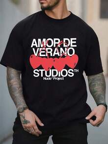 T-Shirt "AMOR DE VERANO STUDIOS" | Lässiges und bequemes Herren-T-Shirt aus reiner Baumwolle - Schwarz - Übersicht 1