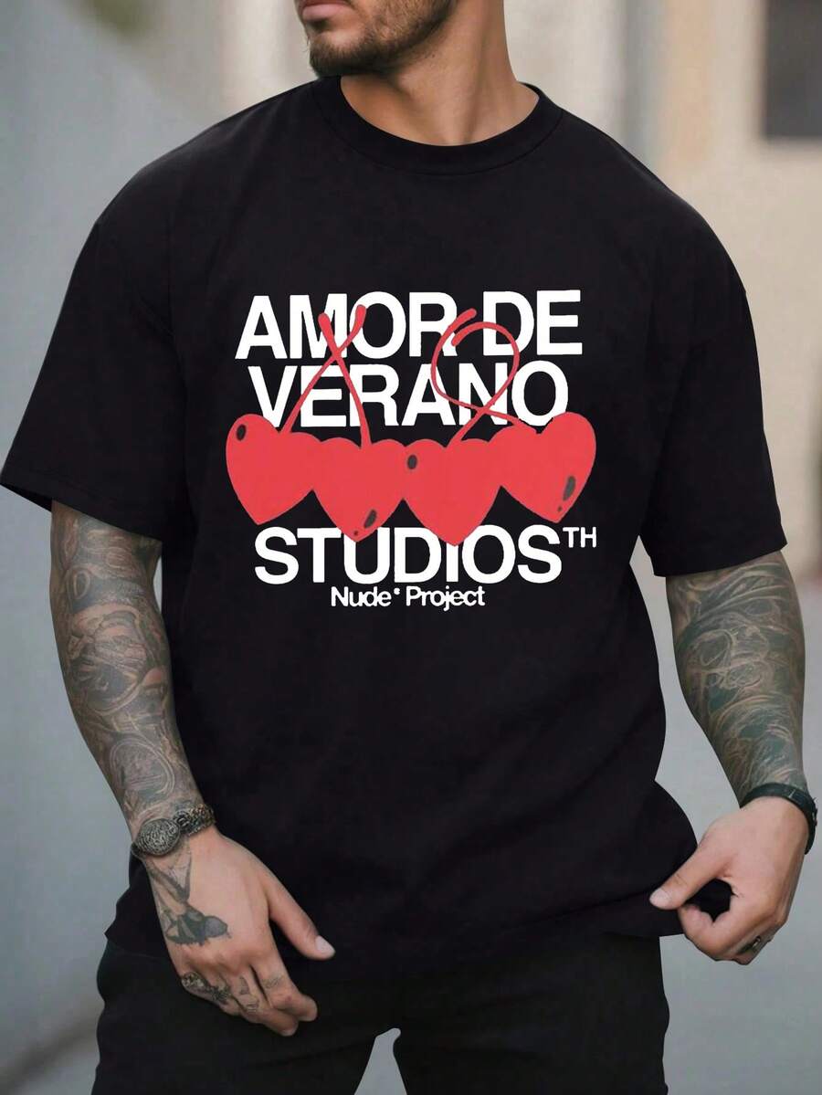 T-Shirt "AMOR DE VERANO STUDIOS" | Lässiges und bequemes Herren-T-Shirt aus reiner Baumwolle - Schwarz - Übersicht 1