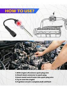 Probador de bujías en línea, probador de encendido de motor de bujía resistente al calor, herramienta de prueba de diagnóstico de armadura de bobina de captación, adecuado para automóviles, motores de cortadora de césped (tanto internos como externos) y piezas de automóviles. - A - Ver 3