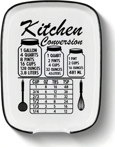 MBRUH Funny Large Spoon Rest For Stove Top, Ceramic Spoon Holder For Kitchen Counter Cooking Utensil Rest, Measurement Conversion Chart Farmhouse Kitchen Decor And Accessories For Cooking Lovers