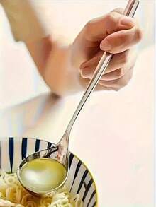 1個/2個/3個耐用不鏽鋼餐勺，耐腐蝕，長柄設計方便盛菜，適用於廚房菜餚、粥、湯和火鍋 - 餐廳和餐車的理想餐具，情人節禮物/聖誕節/感恩節/母親節/父親節/花環節 (銀色) - 銀色 - 查看 6