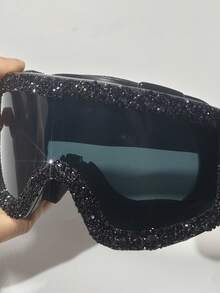 SSPV 1 Pair Fully Rhinestone Ski Goggles, Windproof Motorcycle Riding Goggles, Winter Anti-Fog Snowboard Ski Goggles