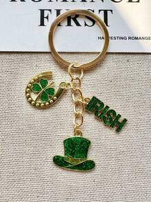 1 pièce Porte-clés pendentif de trèfle de style naturel vert, porte-clés chaîne de lettre feuille créative, comprend le pendentif, petit cadeau de la Saint-Patrick, pour camarades de classe, amis, famille, Saint-Valentin, anniversaire, accessoire de porte-clés pour tenue de fête - Multicolore - Voir 8