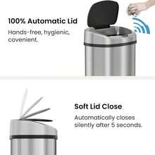 91 Liter/ 24 Gallon Sensor 2.0 Kitchen Trash Can With Lid, Commercial Grade Automatic Stainless Steel Touchless Recycle Bin, AbsorbX Odor Filter, For Home, Office, Restaurant, Lobby, Store - 銀色 24 加侖 - 查看 3