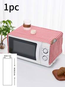 1/2pcs Red Plaid Microwave Dust Cover, Minimalist Design With Tassel, Kitchen Appliance Dust Cover, Air Fryer Oven Cover, Versatile For All Seasons - Red - View 15