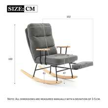 Comfortable Rocking Chair, 100 Cm High, 58 Cm Seat Width, With Gravity Height Adjustment, Manual Footrest, Stable And Non-Slip Tilt Function, Rocking Chair, Chaise Longue