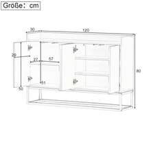 Modern Minimalist Sideboard, 4-Door Handleless Buffet For Dining Room, Living Room, Kitchen (White) - 白色 - 查看 2