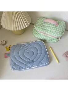 Soft Thermal Lined Laptop Sleeve - Cute Heart Embroidery Laptop Bag, Fits 11/14/15 Inch Devices - Korean Fashion Tablet/Laptop Case - Multicolor - View 6
