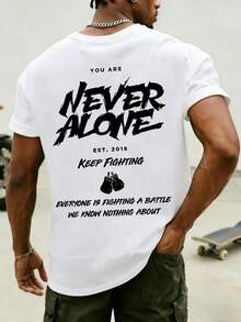 Men's Graphic T-Shirt With Slogan - 白色 - 查看 3