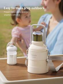 Philips Avent 1000ml/35oz Stainless Steel Insulated Water Bottle, Leak-Proof, Shoulder Strap/Handheld Design, Suitable For Home And Outdoor Use