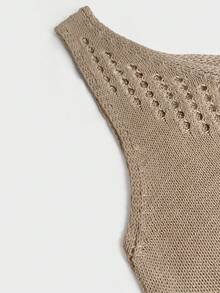 Đầm dệt kim mỏng nhẹ, không tay, cổ chữ V, khoét lỗ, kiểu dáng boho dành cho nữ, hoàn hảo cho các lễ hội âm nhạc và kỳ nghỉ, màu kaki. - Màu Khaki - Xem 11