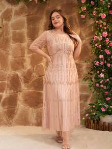 JINLICX Elegant Beaded Couture Gown Graceful Choice For Weddings Party Evening Gown Spring And Summer - Champagne - View 3