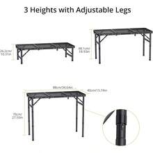Anbte Mesa pble de camping con 3 uras ajustab mesa pble de aluminio 88 x 40  mesa de equaje con rejilla de ml mesa de mesa ligera y portátil mesa de jardín mesa de cerveza - como en la foto - Ver 3
