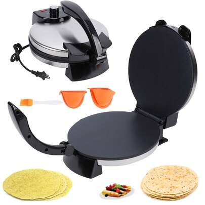 Máquina para Hacer Tortillas Eléctrica de 10 Pulgadas, Prensa Eléctrica para Tortillas Rotis, Máquina para Hacer Tortillas Antiadherentes para Hacer Chapati, Tortilla, Roti