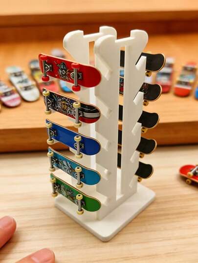 Estantería inclinada de 5 niveles para exhibir tablas de skate, soporte de piso profesional para tablas de skate, resistente y fácil de instalar