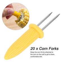 CYPNSoporte para Tenedores de maíz Pinchos para Barbacoa 20 Piezas pequeños y Dobles Tenedores de Frutas para Cocina Picnic Camping Barbacoa maíz Dulce y FrutaFashion - 219617746 - Ver 3