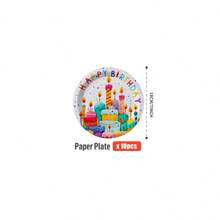 100/25/10pcs White Candle Cake Happy Birthday Disposable Plates Napkins Cups, Disposable Party Supplies Set, Suitable For 25 Guests, Disposable Paper Plates Party Tableware Suitable For Birthday Wedding Theme Party Family Picnic - Multicolor - View 6