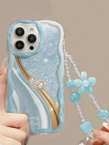 Sequins,Diamond 1pc Cream Textured Blue Glitter Pony Painted Anti-Drop Cartoon Phone Case Compatible With IPhone 14, 14 Pro, 14 Pro Max, 13, 13 Pro, 13 Pro Max, 11, 11 Pro Max, 12, 12 Pro, 12 Pro Max, XR, XS, 15, 15 Pro, 15 Pro Max, 16, 16 Pro, 16 Pro Max, 17, 17 Pro, 17 Air, 17 Pro Max, Galaxy S24, A04, A12, A13, A14, A23, A24, A32, A33, A51, A52, A53, A54, A72, S20 FE, Redmi 9, Redmi 9A - Multicolor - View 2