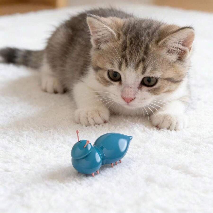 Interactive Electric Cat Teaser Wand - Ant/Mouse Design - Attracts Pets Through Vibration, Stimulating Their Natural Hunting Instinct. - Powered By Only Two Button Batteries, Convenient To Use, Allowing Owners To Relax While Their Cats Exercise. - Multicolor - View 1