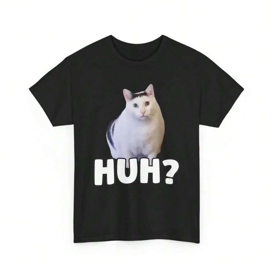 Camiseta de meme de gato Huh, camiseta divertida de meme de gato, regalo para amantes de los gatos, camiseta Huh Cat, ¡Huh! Camiseta de Gato Meme Popular Meme GATO - Negro - Ver 1