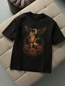 Men's T-Shirt - Relaxed Fit Cotton Tees, Short Sleeve, Vintage Style, Men's Casual Clothes - Perfect For Daily Wear, BBQ, Camping, Father's Day Gift For Dad Husband Boyfriend Friends - 黑色 - 查看 1