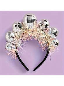1pc Creative Disco Ball Headband, Glowing Sphere Headpiece Suitable For All Occasions - Multicolor - View 5